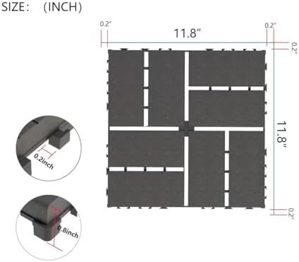 Plastic Interlocking Deck Tiles 12"x12" Waterproof Outdoor Patio Flooring PP - Image 2