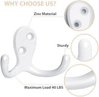 Homanu 54 Pack White Coat Hooks Wall Mounted Double Prong - Image 4