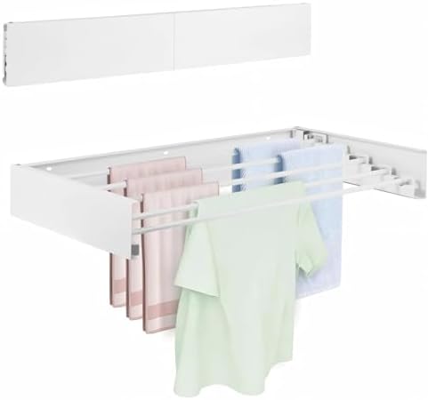Wall Mounted Laundry Drying Rack, Carbon Steel Foldable & Retractable Clothes by Unknown