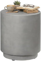 HOMCOM Outdoor Side Table Round Small End Table Concrete Finish Light Gray by HOMCOM