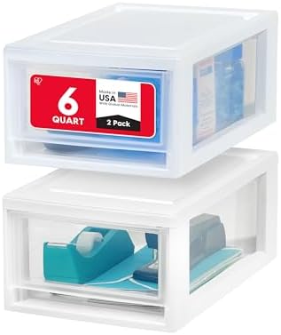 IRIS USA 2-Pack, 6 Qt. Small Stacking Drawer Storage Organizer by IRISUSA