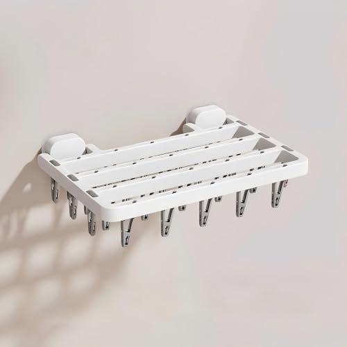 Wall Mounted Drying Rack with 26 Hidden Clips by Rxuiael