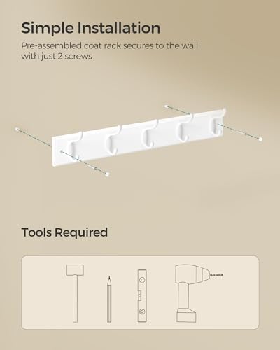 SONGMICS Wall-Mounted Coat Rack, 5 Dual Metal Hooks - Image 5