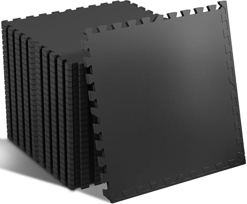 SUPERJARE 0.56'' Thick 96 Sq Ft Rubber Top Gym Flooring by SUPERJARE