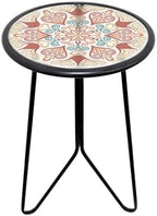 LIFFY Outdoor Metal Side Table, Indoor Round Home Decorative End Table by LiffyArt