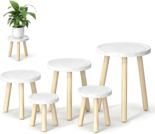 Wood Plant Stands Indoor, 16.7" Tall Plant Stand Outdoor Mid-Century Plant Stool by Unknown