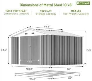 Patiowell 10x8 FT Outdoor Storage Shed - Image 6