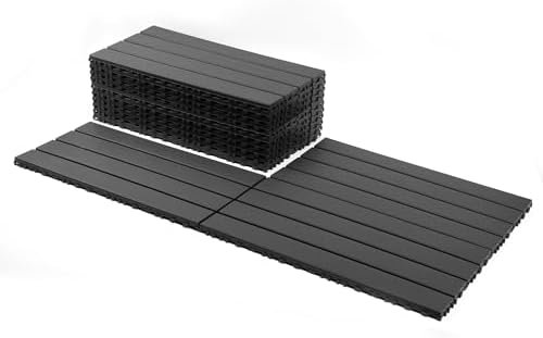Plastic Interlocking Deck Tiles, 24 Pack, Elongated Patio Floor by Unknown