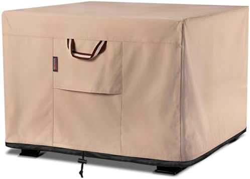 QH.HOME Fire Pit Cover Square 32", 900D Heavy Duty Fabric 100% Waterproof by QHHOME