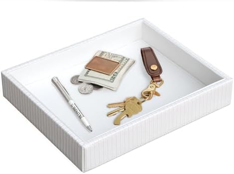 HofferRuffer Faux Leather Vanity Tray, Elegant Desktop Storage Organizer - Image 6