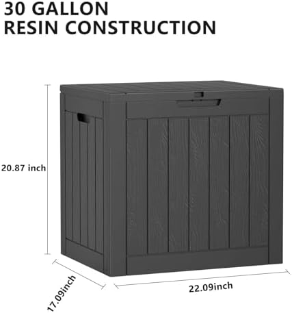 30 Gal Outdoor Storage Box Waterproof Lockable Deck Box Black - Image 2