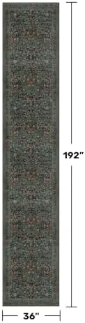 Dark Green Washable 3x16 Extra Long Runner Rug - Image 2