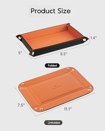 VLANDO Valet Tray, Foldable PU Leather Catchall Tray - Image 4