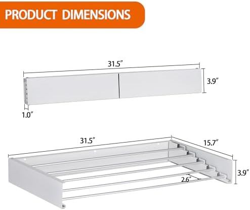 FOCHIER F Laundry Drying Rack Wall Mounted Clothes Drying Rack Collapsible - Image 5