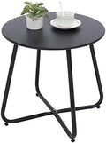 Outdoor Table Small Patio Side Table, Round Metal Side Table, Weatherproof by Juserox