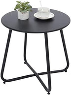 Outdoor Table Small Patio Side Table, Round Metal Side Table, Weatherproof by Juserox