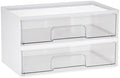 Vtopmart White Stackable Storage Drawers, 2 Pack Wide Organizers by Vtopmart