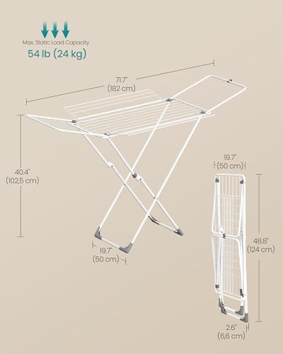 SONGMICS Clothes Drying Rack, Heavy Duty, 4 Gullwings - Image 6