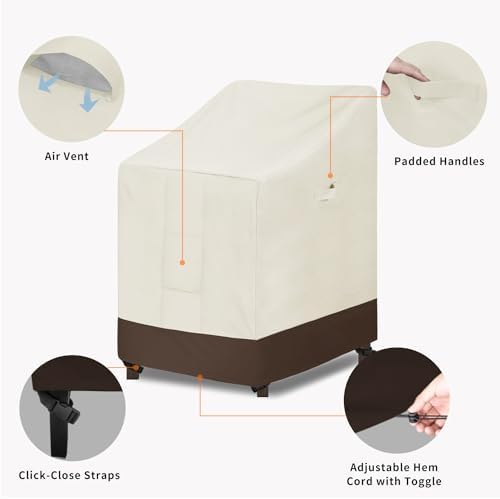 Easy-Going Outdoor Stackable Chair Cover, 2 Pack-28Wx36Dx47H inch - Image 4