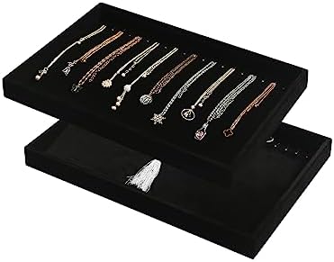 Coward Set of 2 Black Velvet Stackable Necklace Holder Organizer Tray Velvet by FocusOnJewelryDisplay15yrs