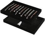 Coward Set of 2 Black Velvet Stackable Necklace Holder Organizer Tray Velvet by FocusOnJewelryDisplay15yrs