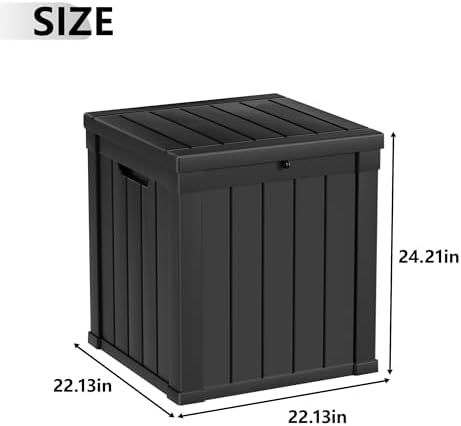 50 Gal Outdoor Storage Box Waterproof Lockable Deck Boxes Black - Image 2