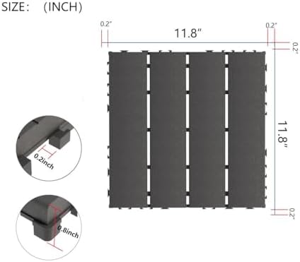 Plastic Interlocking Deck Tiles 12"x12" Waterproof Outdoor Patio Flooring PP - Image 2