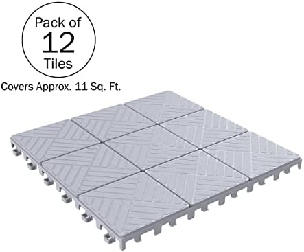 Pure Garden 12-Pack Polypropylene Interlocking Patio Deck Tiles - Image 3
