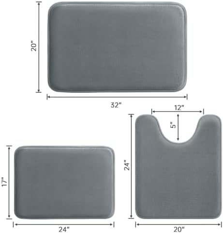 HUXMEYSON 3-Piece Memory Foam Bathroom Rug Set - Image 2