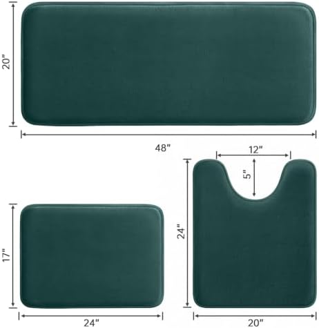HUXMEYSON 3-Piece Memory Foam Bathroom Rug Set, Peacock Blue - Image 2