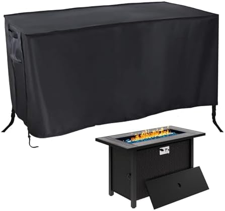 Waterproof Fire Pit Cover Rectangular 45"L x 23"W x 25"H Black by Rilime