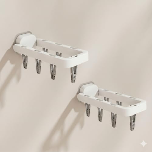 Wall Mounted Drying Rack with 7 Hidden Clips by Rxuiael