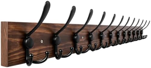 Coat Rack Wall Mount 47.3'' Solid Wood and 12 Hooks by Homagic