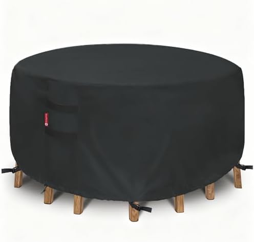 SheeChung Patio Furniture Cover 94"Dia x 28"H, Waterproof 600D Polyester by SheeChung