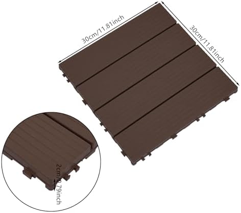 30 Pack Interlocking Deck Tiles 11.8"x11.8" Interlocking Patio Deck Tiles - Image 2