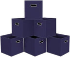 Black Foldable Storage Cubes Bins, Fabric Storage Box Cubes Organizer Baskets by HEAYEEG
