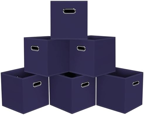 Black Foldable Storage Cubes Bins, Fabric Storage Box Cubes Organizer Baskets by HEAYEEG