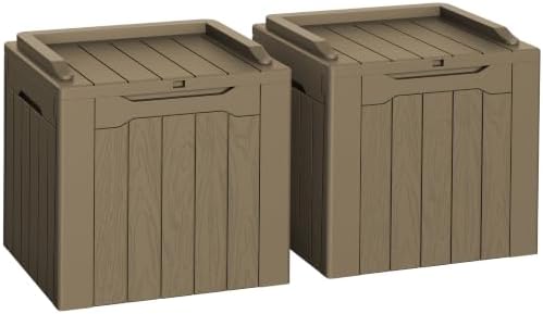 Flamaker 2 Pack Deck Box 31 Gallon Waterproof Resin Storage Box by Flamaker