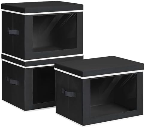Homsorout Storage Bins with Lids, 3 Pack Large Storage Cubes with Window by Homsorout