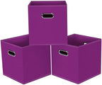 Black Foldable Storage Cubes Bins, Fabric Storage Box Cubes Organizer Baskets by HEAYEEG