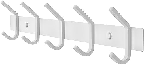 White Coat Rack Wall Mount – 15 Inch Stainless Steel Hook Rail by SAYONEYES