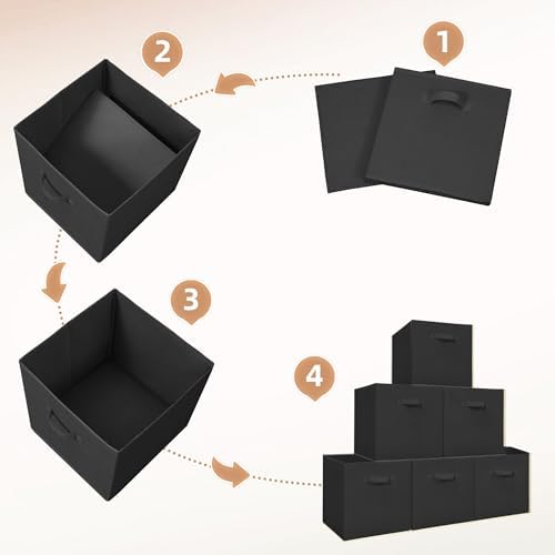 STORAGE MANIAC Storage Cubes, 13 Inch 6 Pack Collapsible Fabric Shelf Bins - Image 6