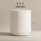HOMCOM Outdoor Side Table Round Small End Table Concrete Finish Cream White - Image 3
