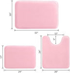 HUXMEYSON 3-Piece Memory Foam Bathroom Rug Set, Rose Pink - Image 2