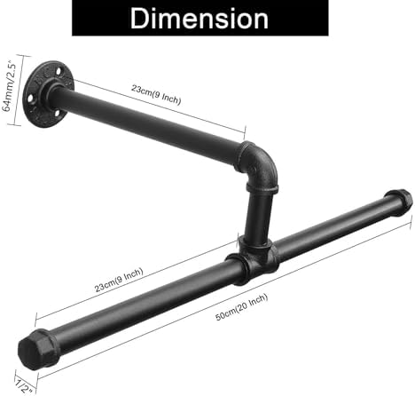 Industrial Pipe Clothes Rack Floating DIY Wall Mounted, Heavy Duty Rustic - Image 3