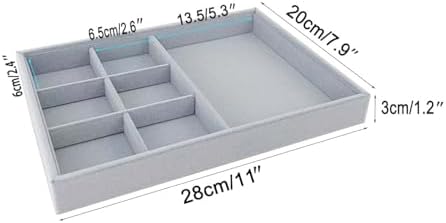 Gray Velvet Stackable Organizer Premium Quality Stackable Tray Halft 6 Grid and - Image 5