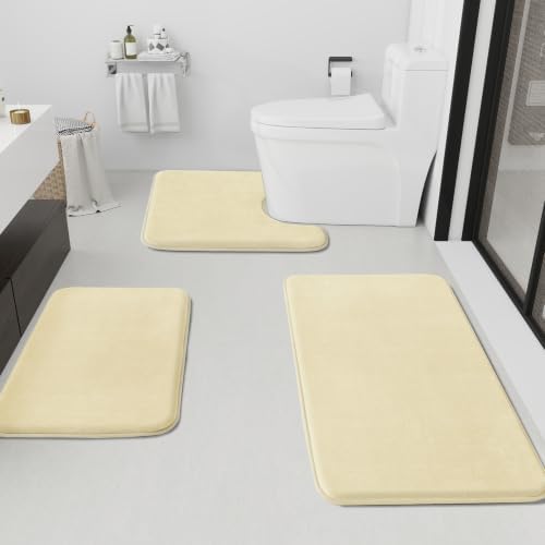 HUXMEYSON Bathroom Rugs Sets 3 Piece, Non-Slip & Quick Dry Bath Mat Set by HUXMEYSON