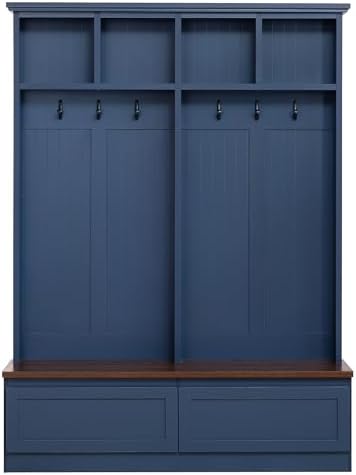 LUMISOL 4-in-1 Hall Tree with Bench and Shoe Storage - Image 7