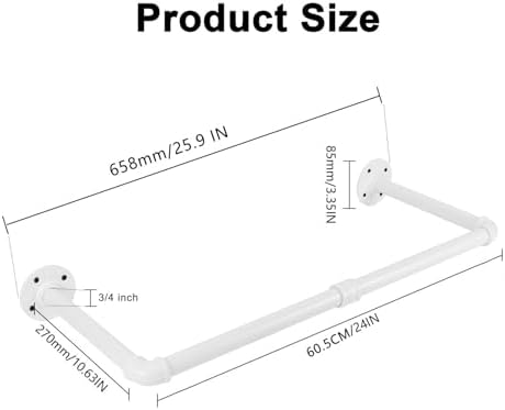 Industrial Iron Pipe Clothes Hanging Bar DIY Wall-Mounted Garment Rack Heavy - Image 2