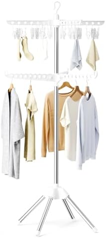 Foldable Clothes Drying Rack, Rotatable Free Standing drying rack, 2 Layer by ABIGLIFTY
